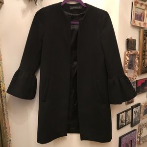 Zara ruffled Blazer/ Coat  3/4 Bell Sleeve